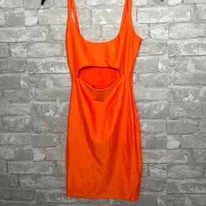 Fashion Nova Neon Orange Cut-Out Mini Dress – Size Small